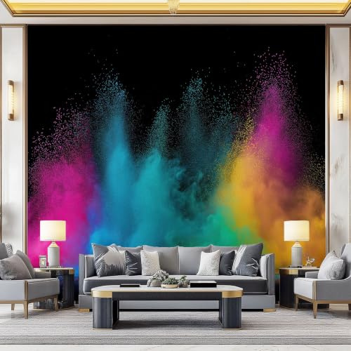 Vlies Fototapete Modern Abstrakt, Farbiges Pulver Rauch Wasserdichtes Tapeten Für Wohnzimmer Schlafzimmer TV Hintergrund Wanddeko - 350 x 256 cm XXL 3D Effect Wandtapete Wandbild