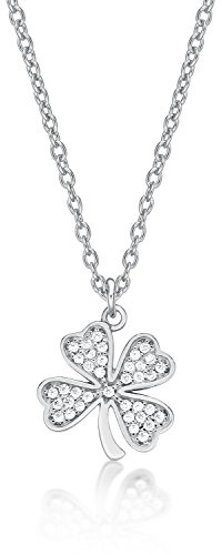 Diamond Treats Zierliche vierblättrige Kleeblatt-Halskette für Damen in 925 Sterling Silber, süße vierblättrige Kleeblatt-Anhänger-Halskette für Frauen und Mädchen in Silber, Gold oder Roségold