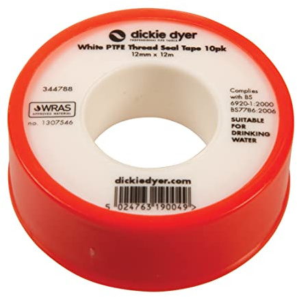 Dickie Dyer 951652 PTFE Thread Seal Tape,Black/White,10pk 12 mm x 12m