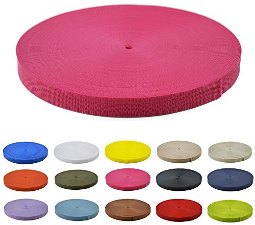 Gurtband Polypropylen 10 Meter lang - 1 Menge Verschiedene Breiten 10mm 15mm 20mm 25mm 30mm 40mm 50 mm (Pink, 15MM)