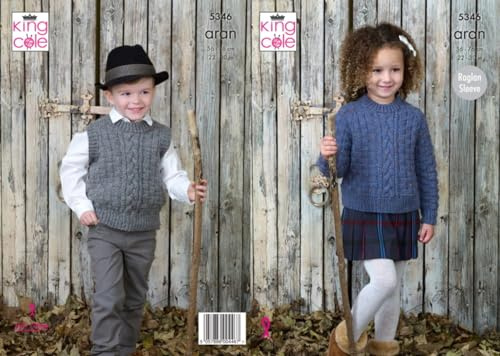 King Cole 5346 Strickmuster für Kinderpullover und Tanktop in Fashion Aran