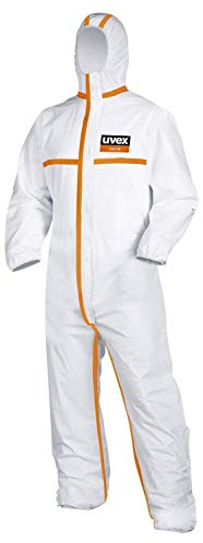 Uvex 4B Chemikalien-Schutzanzug - Weiß-Oranger Einweg-Overall - Partikeldicht XL