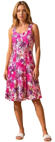 Roman Panel Dress for Women UK Ladies Skater Summer Spring Stretchy Fit & Flare Jersey Midi Work Casual Strappy Sleeveless Sweetheart Knee Length A Line Swing