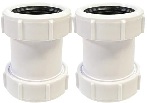 Raccordo a compressione dritto per tubi da 40 mm, in PVC (cloruro di polivinile), per tubi di scarico della vasca da bagno da 1/2, confezione da 2