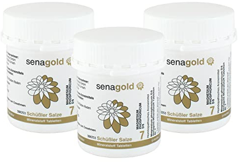Senagold Schüssler Salze Nr. 7 – Magnesium phosphoricum D6 – 3x400 Tabletten – Das Salz der Musklen und Nerven – gluten- & alkoholfrei