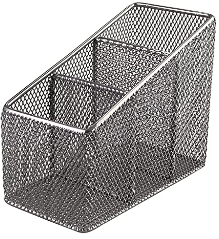 Netuno Schreibtisch Organizer aus Drahtmetall 12x6x8cm - Moderner Büro-Organizer mit Sortierfächern und Stifthalter - Silber für Schreibwaren