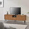 [en.casa] Fernsehtisch Hedemora 140x30x45,5 cm TV Lowboard mit Ablage und 5 Schranktüren Unterschrank max. 20 kg Dunkler Holzton