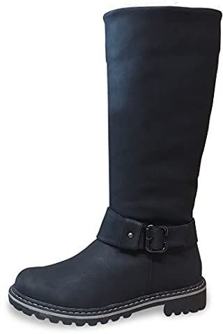 Queentina Damen Stiefel Stiefeletten warm gefüttert - Winterstiefel Boots Reißverschluss - Schneestiefel Schuhe Schnee Winter - ST81 Schwarz Größe 37