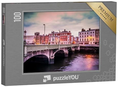puzzleYOU: Puzzle 100 Teile „Abendliche Grattan Bridge über dem Liffey, Dublin, Irland“ – aus der Puzzle-Kollektion Irland, Dublin