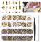 3120 Pcs Gold Crystal Nail Art Rhinestones for Nails Crafts EBANKU Gold Nail Art Charms Flat Back Gems Crystal Jewel Diamonds for Craft with Tweezers and Drill Pen