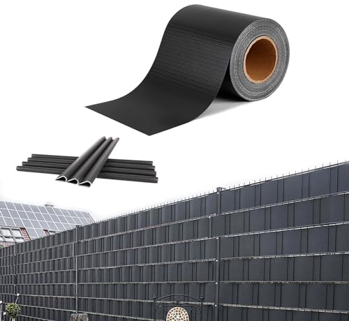 YARDIN Bandes brise-vue en PVC pour panneaux à double fil - 70 m x 19 cm - 450 g/m² - Avec 30 clips de fixation pour clôture de jardin, balcon - Anthracite