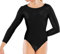 BOOM Prime Girls Leotard Basic Long Sleeve Ballet Dance Leotard Kids Stretch Gymnastics Bodysuit Tops (Black, 11-12 years)