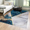 Mazovia Modern Teppich - Kurzflor Waschbar - Weich Teppich für Wohnzimmer, Schlafzimmer, Esszimmer – Teppiche Marmor Abstrakt Muster - Blau Grau Gold 160 x 230 cm