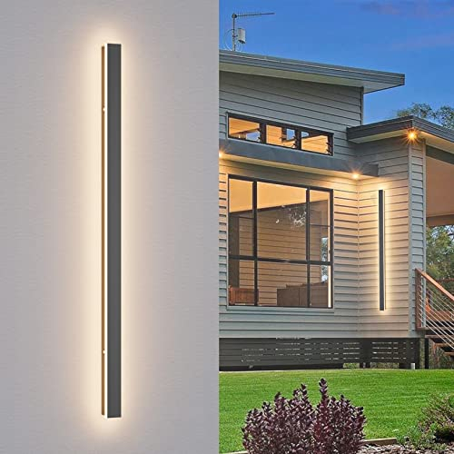K-Bright 35W Lange Wandleuchte Villa Wandleuchte Dunkelgrau Wandleuchte Wasserdicht IP65 Außen LED Wandleuchte für Gärten, Terrassen,Schlafzimmer Wohnzimmer Innen wandleuchte, 120CM,Warmweiß