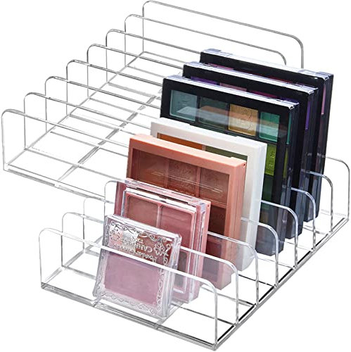 TUZAZO Confezione da 2 palette di ombretti in acrilico, organizer per palette di trucchi a 7 sezioni, espositore per cosmetici, per ombretti, fard, contouring, occhiali da sole