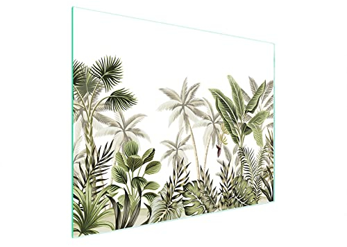 DarHaus Planche à découper en verre Ceranfeld 1 pièce 52 x 40 cm, plaque de découpe en verre, protection anti-éclaboussures, plaque en verre universelle, cuisine, Feuilles Vert