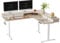FEZIBO ‎160 x 120 cm L Shaped Standing Desk with 4 Drawers, Electric Standing Gaming Desk Adjustable Height, Corner Stand up Desk with Splice Board, White Frame/Light Walnut Top