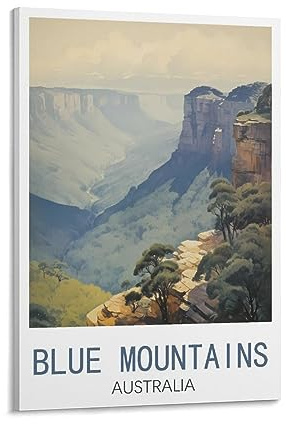 Blue Mountains Australien Vintage Reiseposter Landschaft 40 x 60 cm Wandkunstdruck Leinwand Kunst Poster Modern Familie Schlafzimmer Dekor Poster