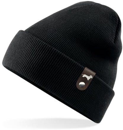 siviwonder Rauhhaardackel Mütze mit Patch Gassi Beanie Strickmütze Witzig Spruch Warm Herren Damen Dackel Farbe Black