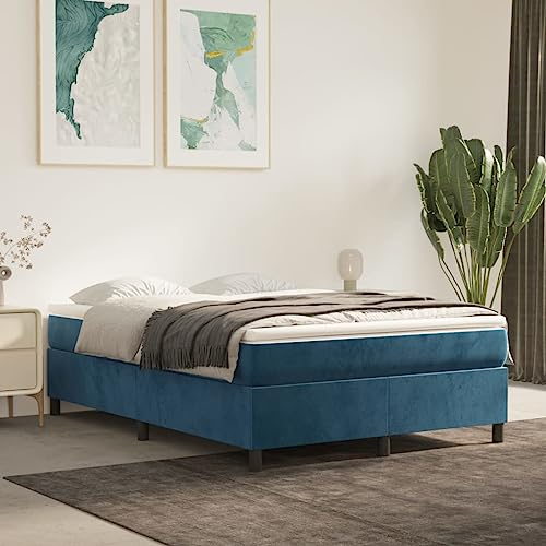 SECOLI Boxspringbett 140 x 200 mit matratze Polsterbett 140 x 200 Bett 140 x 200 mit lattenrost und matratze Bett Komplett-Set mit Matratze -Dunkelblau-2-140 x 200 cm