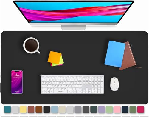 KKTECH Leather Desk Pad, Non-Slip, Mouse Pad, Premium Office Table Writing Mat for Laptop Writing, Waterproof Leather Mat (Black, 60 x 35)