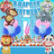 POVALLOV Geburtstagsdeko, Lilo und Geburtstag Deko, Tortendeko, Regenvorhang, Ballons Geburtstag, Luftballons Deko Geburtstag Kinder Set, 51 Stück Dekorationen