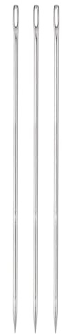QUARKZMAN 3Pcs 8 Pulgadas Aguja de Tapicería con Ojo Grande Extra Largo | Agujas de Coser, Rectas Fáciles de Enhebrar, Acero Inoxidable, para Muebles de Cuero