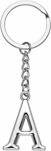 LUODAN Cadeau Femme Homme Porte-clés, Argent A-Z 26 lettre initiale pendentif porte-clés-Cadeaux Sœurs Amitié Collègue Papa Marraine Parrain idées Cadeaux Meilleur Ami Anniversaire (A)