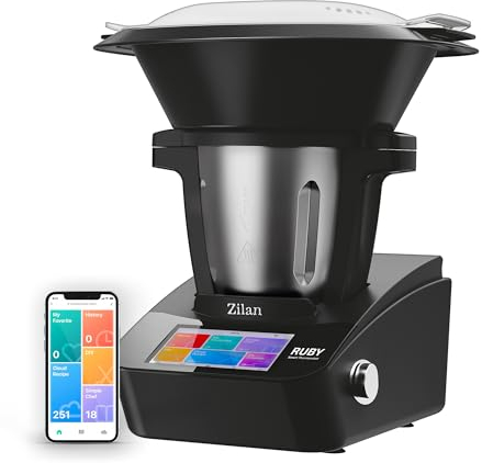 Zilan RUBY Thermorobot, Robot de Cocina Multifunción Wi-Fi, 18 Funciones, pantalla táctil TFT a color de 7, Báscula integradar, control mediante aplicación, 4,7 L,1700W