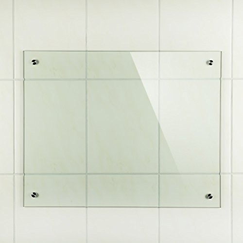 Mucola Spritzschutz Herd 90x50 cm Küchenrückwand Milchglas Fliesenspiegel inkl. Schrauben Wandschutz 6 mm ESG Sicherheitsglas| schwer entflammbar und wasserbeständig