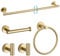 TURS Towel Bars Bathroom Accessories Set-5 Pieces Stainless Steel Toilet Roll Holder, 24Bath Towel Bar+Toilet Paper Holder+Towel Robe Hooks Gold Toilet Roll Holder Bathroom Accessories Kit