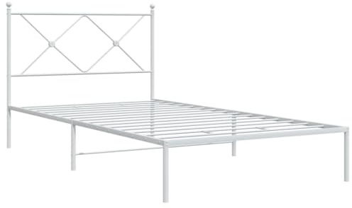 vidaXL Bettgestell mit Kopfteil Metall Weiß 100x200 cm