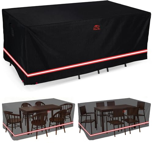 Turtle Life Housse de protection pour meubles de jardin - Rectangulaire - Imperméable - Coupe-vent - Oxford - Avec fentes d'aération - Noir - 183 x 122 x 74 cm