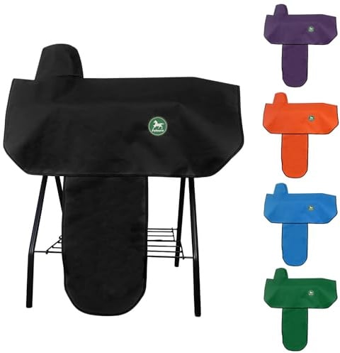 Western Saddle Cover with 6 Elastic Straps | Waterproof and Durable Oxford Fabric for Most Full-Size Western Saddles-Black