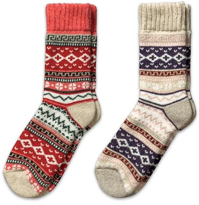 NORDIC Socks 2 Paar Merino Wollsocken für Männer & Frauen, Wintersocken, Warme socken, Weich und Bequem (39-42, Ida)