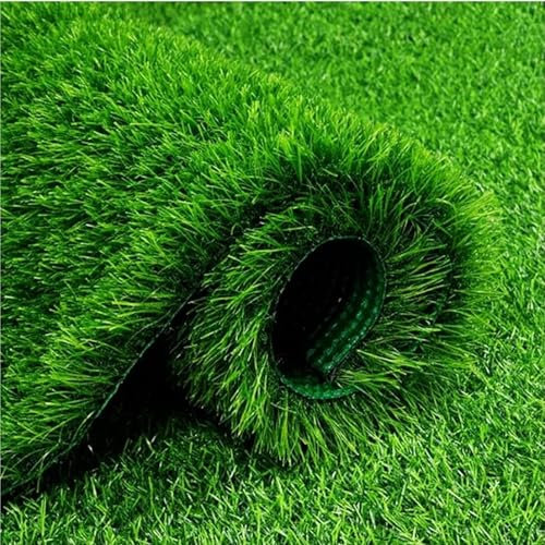 Yoeoefuo Kunstrasen Plastikrasen Rolle Indoor Outdoor Rasenmatte Länge 100cm - 1000cm Artificial Grass Mit Drainage Uv-beständig Kunstrasenpflanzen Wetterfest Kunstgrasrasen(Höhe: 30mm,100x600cm)