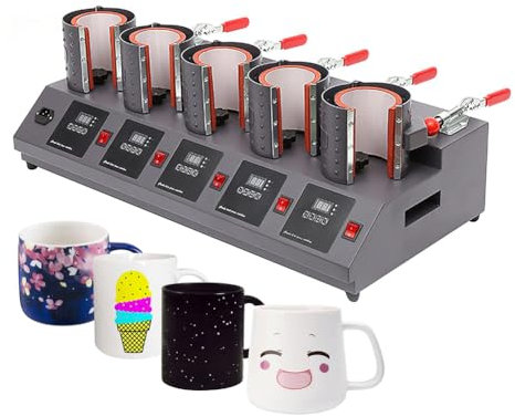 Máquina De Prensado En Caliente para Tazas, Impresión por Sublimación, Máquina De Prensado En Caliente para Vasos 5 En 1, Impresora Térmica para Tazas, Máquina De Planchado De Tazas con Taza De 5
