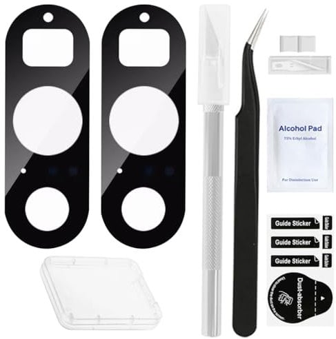 ZHUROUPU 2 PCS for Google Pixel 8 Pro Rear Back Camera Lens Glass Replacement with Adhesive Pre-Installed Compatible for Google Pixel 8 Pro 6.7 Inch G1MNW GC3VE with Professional Repair Tools (Black)