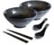 HLWDXno1 2 Pcs Ramen Bowl Set, Ceramic Noodle Bowl with Chopsticks & Spoons Japanese Style Retro Porcelain Tableware Ramen Gift Set, 1200ml Large Soup Bowls for Microwave & Dishwasher Safe, Black