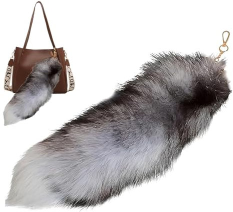 HSKRKOW 1 Stück Fuchsschwanz Anhänger 40Cm, Therian Tail Keychain Extra Groß, Fox Tail Bag Charms, Schlüsselring Tasche Zusätze Auto Schlüsselketten Anhänger Weich Flaumig Dicht Dekoration(A) (A) (A)