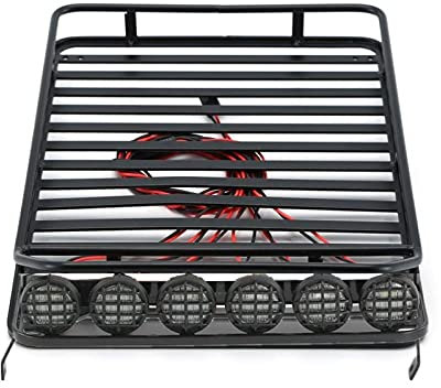 Pexorin Dachgepäckträger 1/10 RC Crawler D90, for Axial, SCX10 90046 Mit Lichtleiste Spielzeugauto-Abenteuer-Dachträger(A)