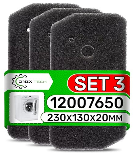 3 Piezas Esponja Filtros para Secadora 230 x 130 x 20 mm con Código Original 12007650 Apto para Bosch para Siemens para Balay para Constructa - ONIX TECH