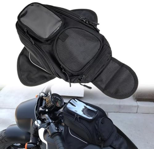 UUE Tankrucksack, Tankrucksack mit Magnet, Motorrad Tankrucksack mit 4 transparentes Fenster, Tankrucksack Motorrad Quick Lock, für eine breite Palette von Motorrädern