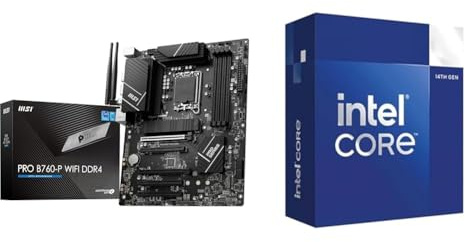 MSI Pro B760-P WiFi DDR4 Carte Mère + Intel® Core™ i5-14400, processeur pour PC de Bureau, 10 cœurs