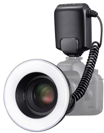 Vituord Flash Annulaire Macro LED Speedlite, Flashs Pleine Puissance pour Appareil Photo, Réglage De La Puissance De 1/32 À 1/1, Temps De Recyclage De 0,1 À 2 S, 5800 K ± 200 K
