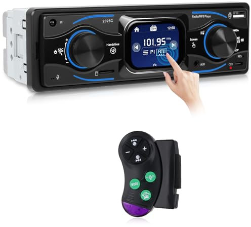 NHOPEEW Autoradio 1 Din con display touchscreen da 2,7 pollici - Supporto radio MP3 Interfaccia ISO vivavoce EQ FM Bluetooth Luci colorate - Ricarica AUX U Disk Type C