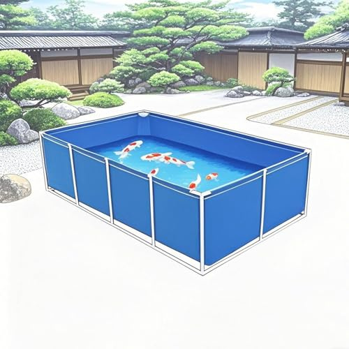 Hynbdes Aquarium Pool mit Ablassventil - Aquakultur Wassertank Zisterne mit Stahlrahmen - Multifunktions PVC Canvas Temporärer Fischteich für Koi Fische und Schildkröten