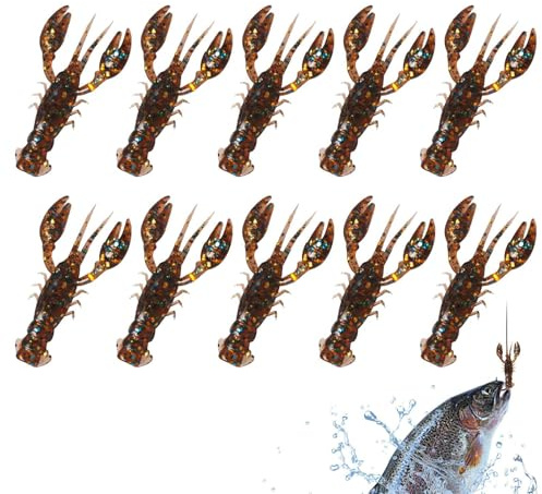 Yidueace Krebsköder,Krebsimitat Langsam Sinkendes Kunstköder-Set 10er Set - Natürlicher Duft Realistischer Weichköder Für Süßwasser Salzwasser Angler Enthusiasten