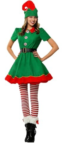 Adult Christmas Elf Costume Clothes Set Santa's Helper Cosplay Sets Men Women Christmas Elf Outfit for Holiday Party