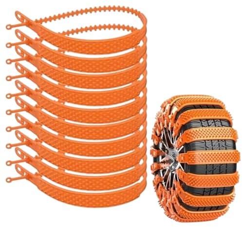 Raypontia 10 Stück Reifen Ketten Mit Kabelbinder, 86x4cm PVC Reifen Schneeketten, Verstellbar Autoreifen Schneekette, Schneegurte Für Autoreifen, Gurtketten Für Schnee Schlamm Kraftfahrzeuge Wie Van